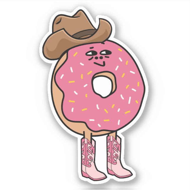 Cowgirl Donut, Funny Pink Sprinkles  Sticker (Front)