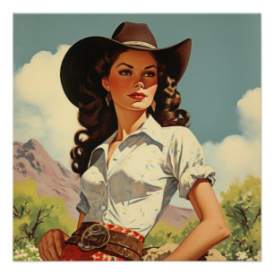 Cowgirl Dreams and Elegance: Wild West Whispers Poster