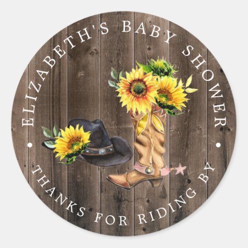 Cowgirl  Drive_By Baby Shower Thank You Favor Classic Round Sticker