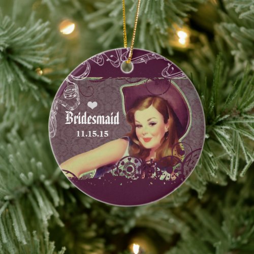 Cowgirl Eggplant Bridesmaid Christmas Ornament