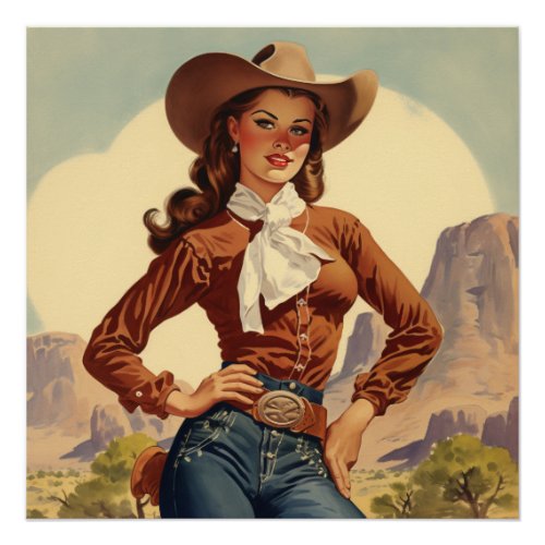 Cowgirl Elegance Unveiled Wild West Whispers Poster