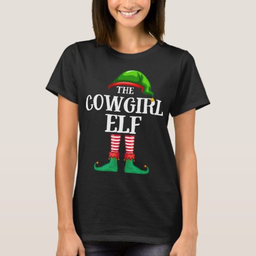 Cowgirl Elf Matching Family Christmas Party Pajama T_Shirt