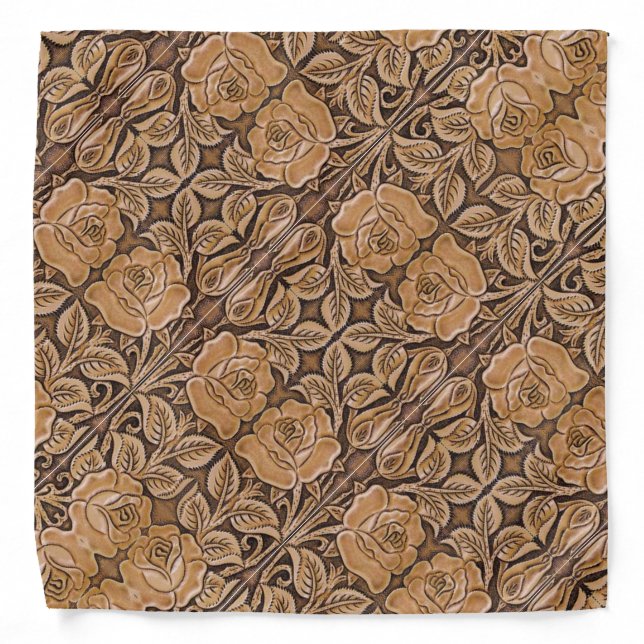 cowgirl fashion southwestern floral leather bandana (Front)