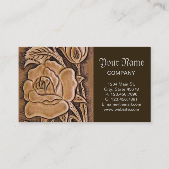 cowgirl fashion southwestern floral leather business card (Front)