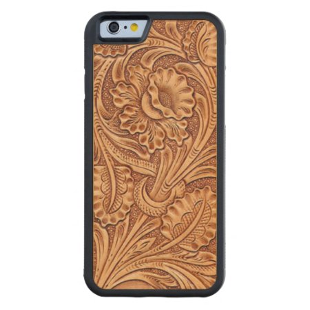 Cowgirl Fashion Southwestern Floral Leather Carved Maple Iphone 6 Bump