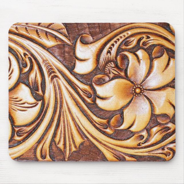 cowgirl fashion western country floral leather mouse pad (Front)