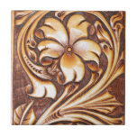 Cowgirl Fashion Western Country Floral Leather Tile at Zazzle