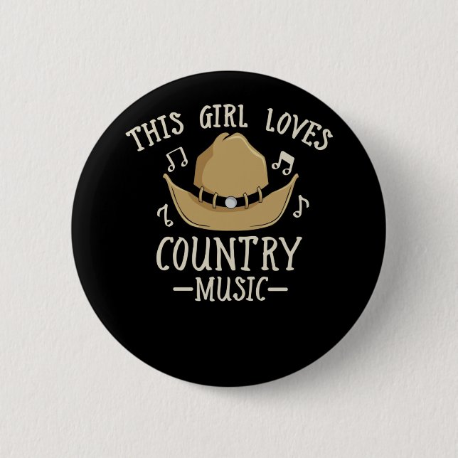 Cowgirl Female Country Music Lover Western Dancing Button (Front)