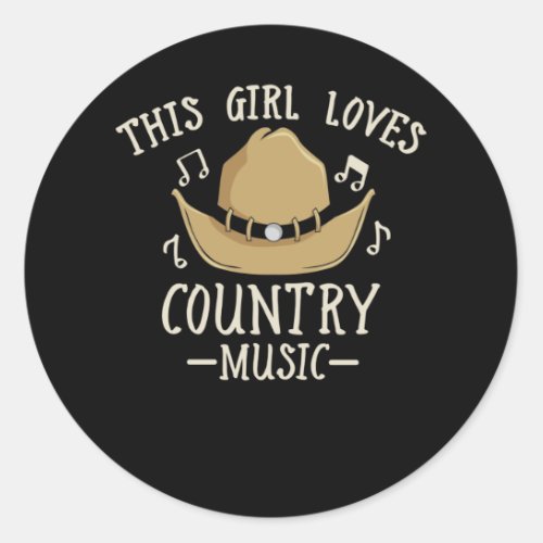 Cowgirl Female Country Music Lover Western Dancing Classic Round Sticker