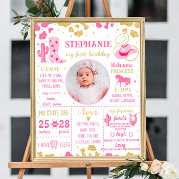 Cowgirl First Birthday Milestone Sign (1074) by 10x10us at Zazzle
