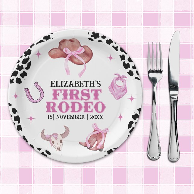 Cowgirl First Birthday – Pink Rodeo Party Supplies Paper Plates (Creator Uploaded)