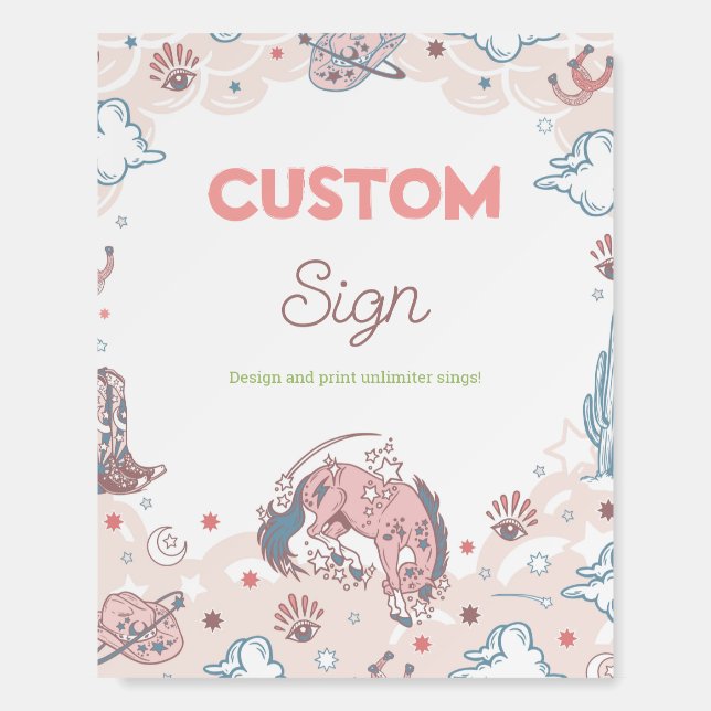 Cowgirl First Rodeo Birthday Custom Sign (Front)