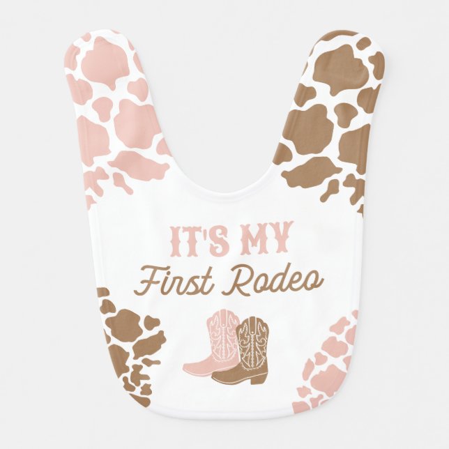 Cowgirl First Rodeo Birthday Party Baby Bib (Front)