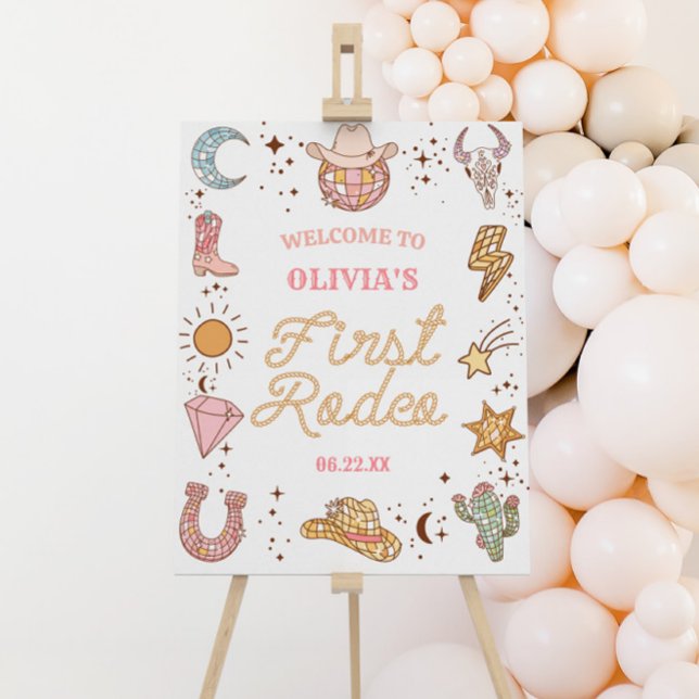 Cowgirl First Rodeo Birthday Party Welcome Sign (Creator Uploaded)