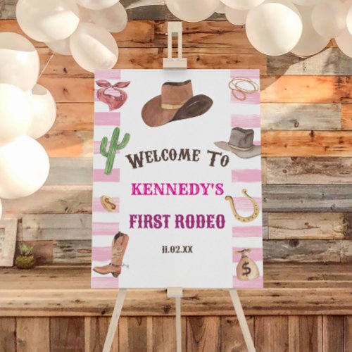 Cowgirl First Rodeo Birthday Party Welcome Sign