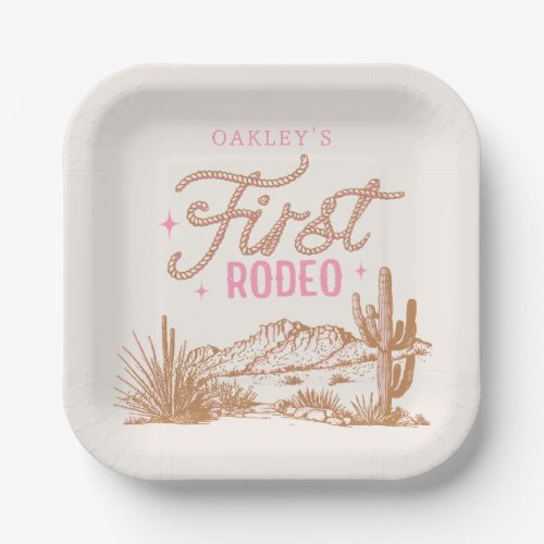 Cowgirl First Rodeo Birthday Plates