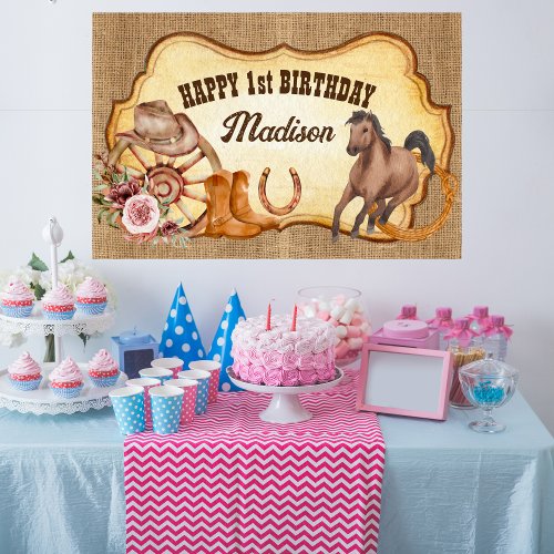 Cowgirl first rodeo farm horses birthday party  poster