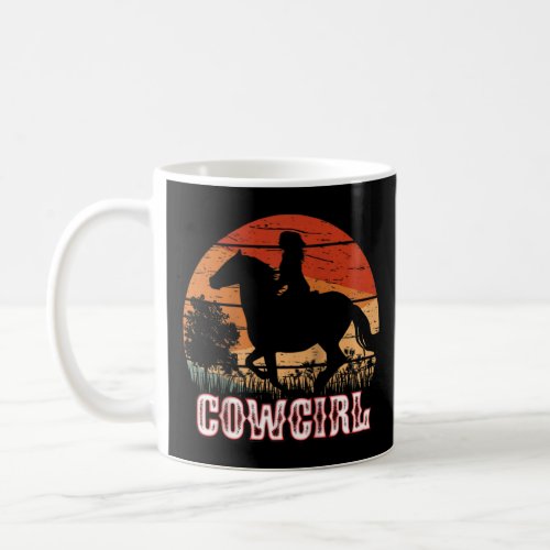 Cowgirl Girl Horse Riding Vintage Style Rodeo Texa Coffee Mug