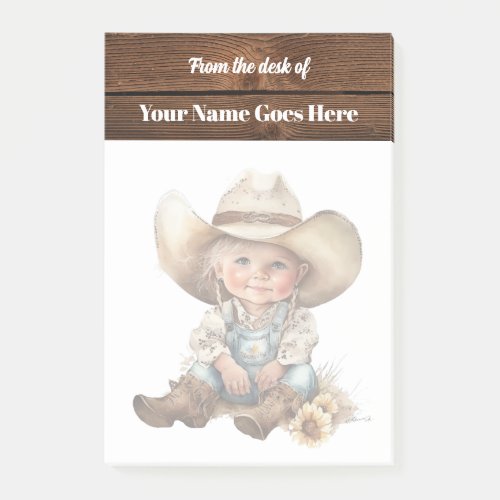 Cowgirl girl wearing stetson cowboy hat cute post_it notes