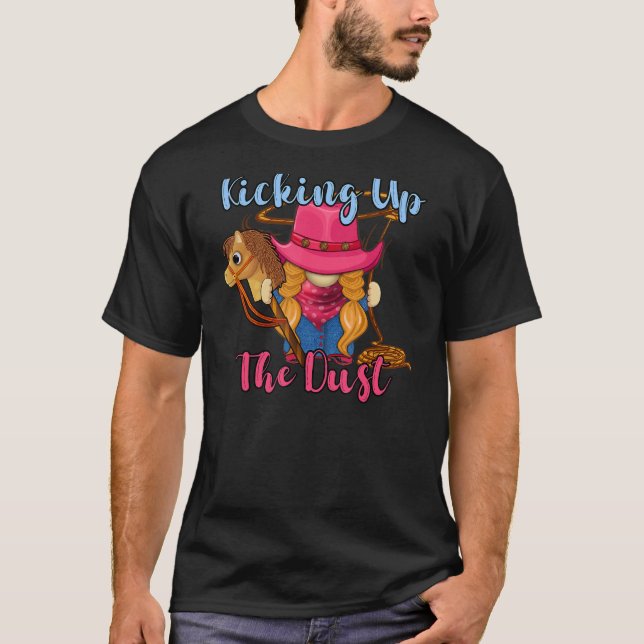 Cowgirl Gnome Kicking Up The Dust  Western Graphic T-Shirt (Front)