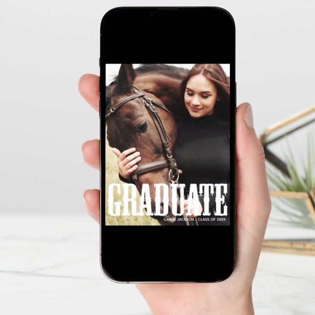 Cowgirl Graduation Photo Country Script Graduate Announcement (Front Digital)