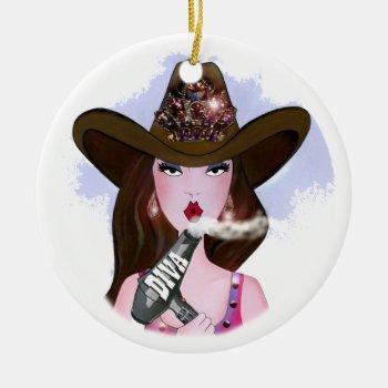 Cowgirl "hair Diva" Ceramic Ornament by LadyDenise at Zazzle