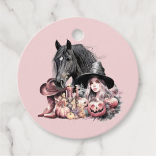 Cowgirl Halloween horse Brooms are for amateurs Favor Tags
