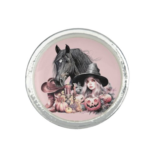 Cowgirl Halloween horse pink black girly Ring