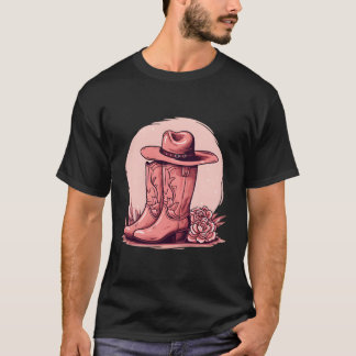 Cowgirl Hat And Boots Graphic Country Southern Wes T-Shirt