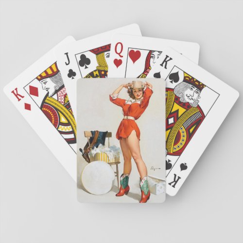 Cowgirl Hat Pin Up  Playing Cards