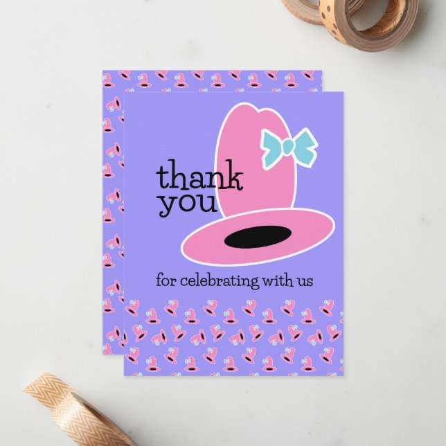 Cowgirl Hat Thank You Note Card (Front/Back In Situ)