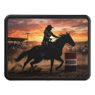 Cowgirl & Horse Barrel Racing Trailer Hitch Cover