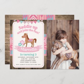 Cowgirl  Horse Birthday Invitation With Photo by PrinterFairy at Zazzle
