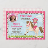 Cowgirl Horse Birthday Party Invitation (Front/Back)