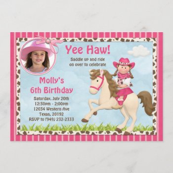 Cowgirl Horse Birthday Party Invitation by eventfulcards at Zazzle
