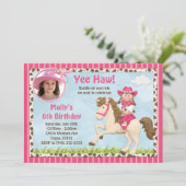 Cowgirl Horse Birthday Party Invitation (Standing Front)