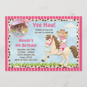 Cowgirl Horse Birthday Party Invitation