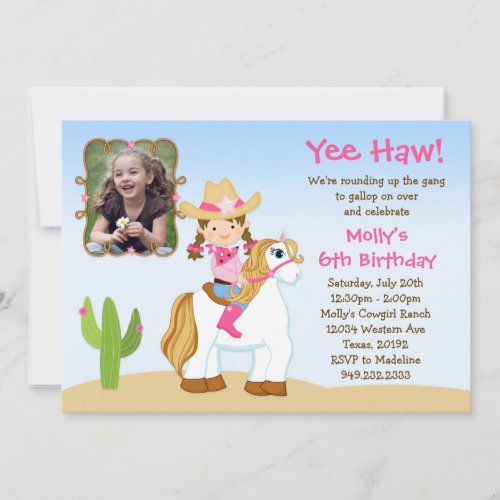 Cowgirl Horse Birthday Party Invitation