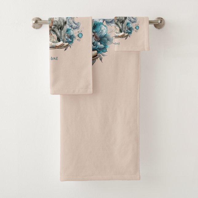 Cowgirl horse cowboy boots hat floral western  bath towel set (Insitu)