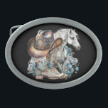 Cowgirl horse cowboy boots hat floral western  belt buckle<br><div class="desc">Cowgirl,  horse lover design with cowboy boots,  cowboy hat,  a beautiful horse,  turquoise flowers and personalized name or any text. Western,  country design.</div>