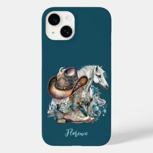 Cowgirl horse cowboy boots hat floral western  Case_Mate iPhone 14 case