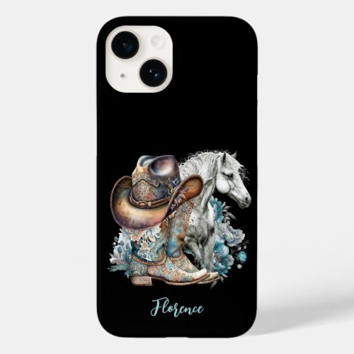 Cowgirl horse cowboy boots hat floral western  Case_Mate iPhone 14 case
