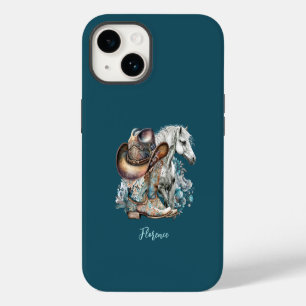 Cowgirl horse cowboy boots hat floral western iPhone 14 case