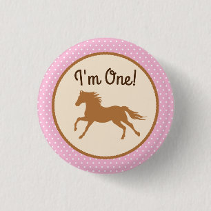 Cowgirl Horse Kid Girl's Birthday Party Theme Button