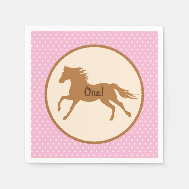 Cowgirl Horse Kid Girl's Birthday Party Theme Napkins (Front)