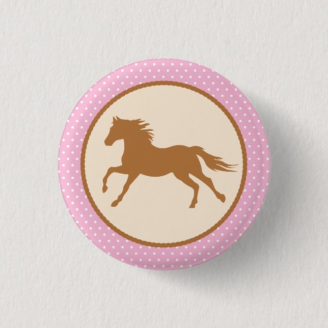 Cowgirl Horse Kid's Birthday Party Button (Front)