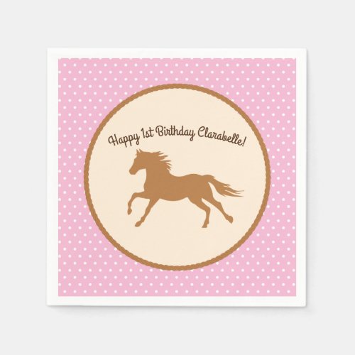 Cowgirl Horse Kids Birthday Party Napkins