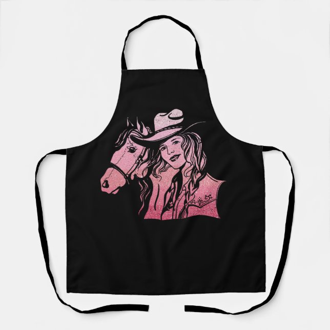 Cowgirl Horse Lover Horseback Riding Equestrian Fo Apron (Front)