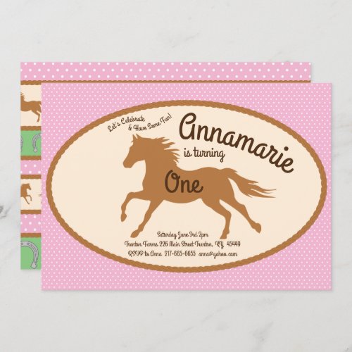 Cowgirl Horse Pony Birthday Invitations