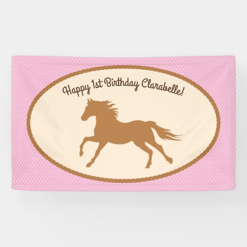 Cowgirl Horse Pony Cute 1st Birthday Party Theme Banner